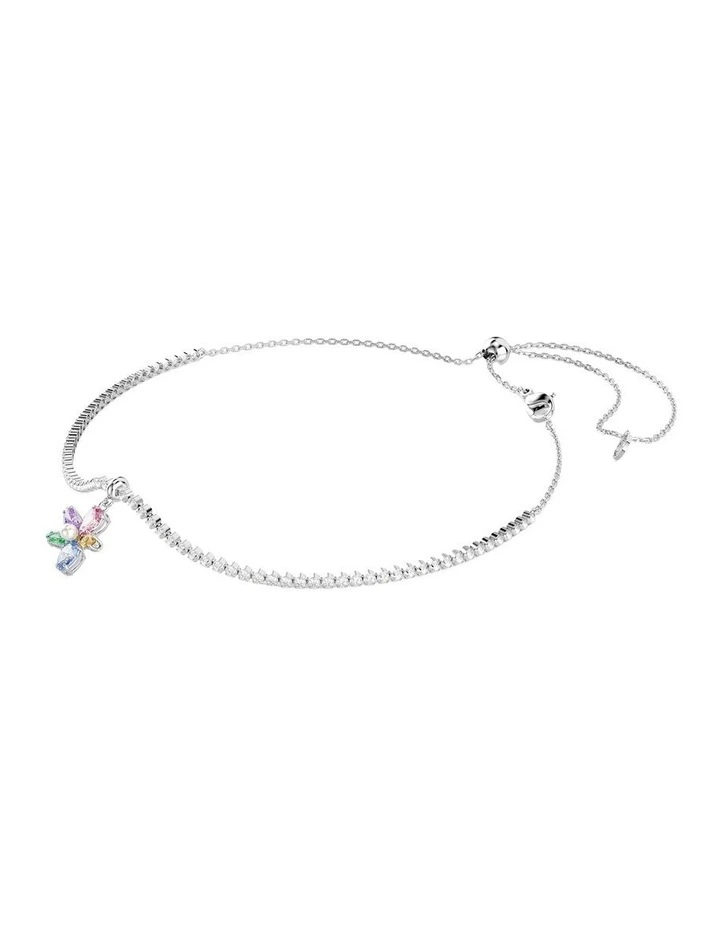 Mixed Cuts Flower Rhodium Plated Choker in Multi image 2