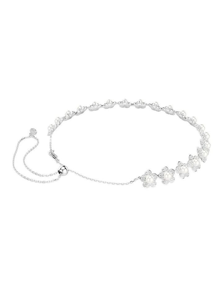 Crystal Pearl Round Cut Rhodium Plated Choker in White image 5