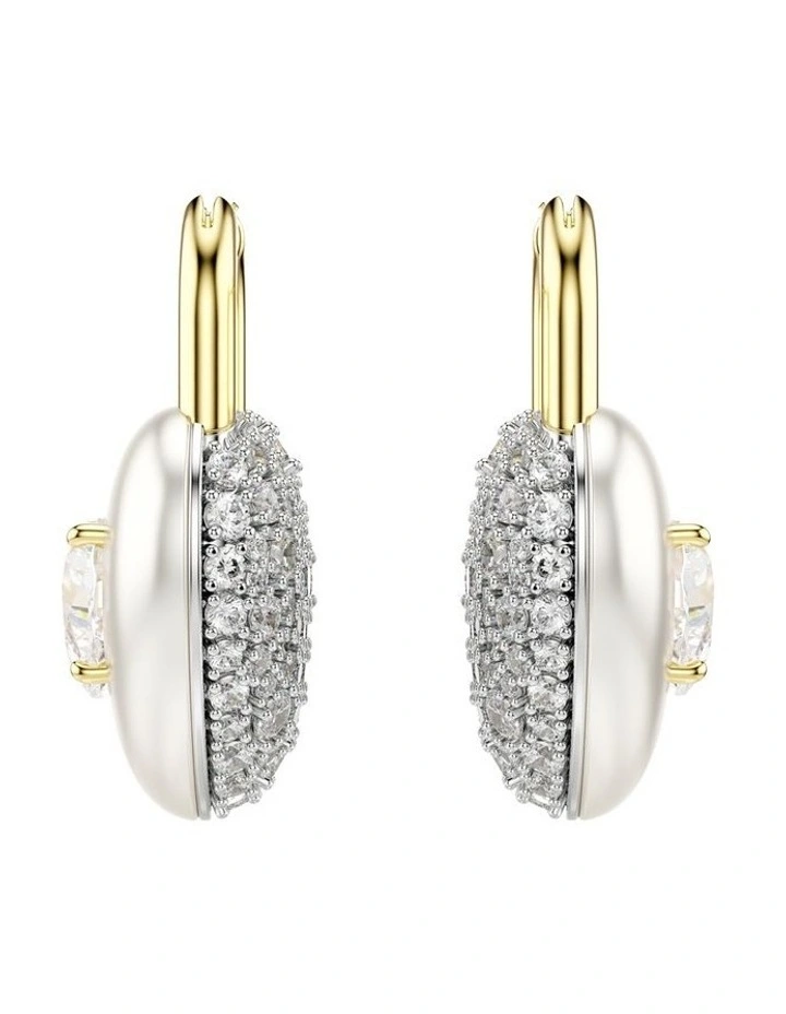 Idyllia Mixed Cuts Heart Gold-Tone Plated Drop Earrings in White image 2