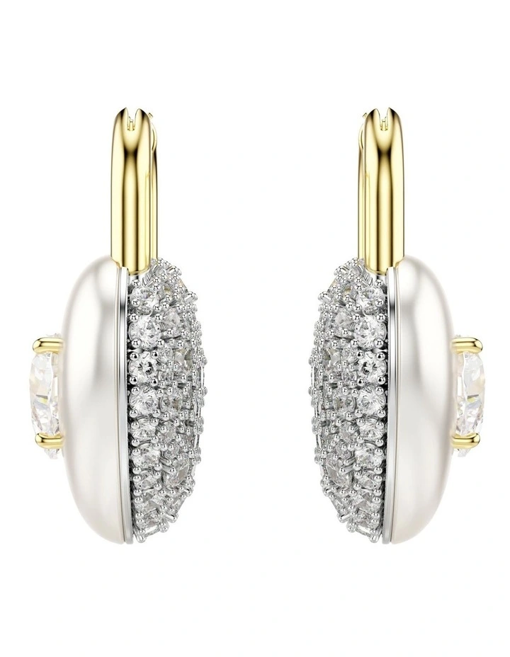 Idyllia Mixed Cuts Heart Gold-Tone Plated Drop Earrings in White image 2