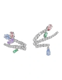 Mixed Cuts Rhodium Plated Ear Cuffs in Multi