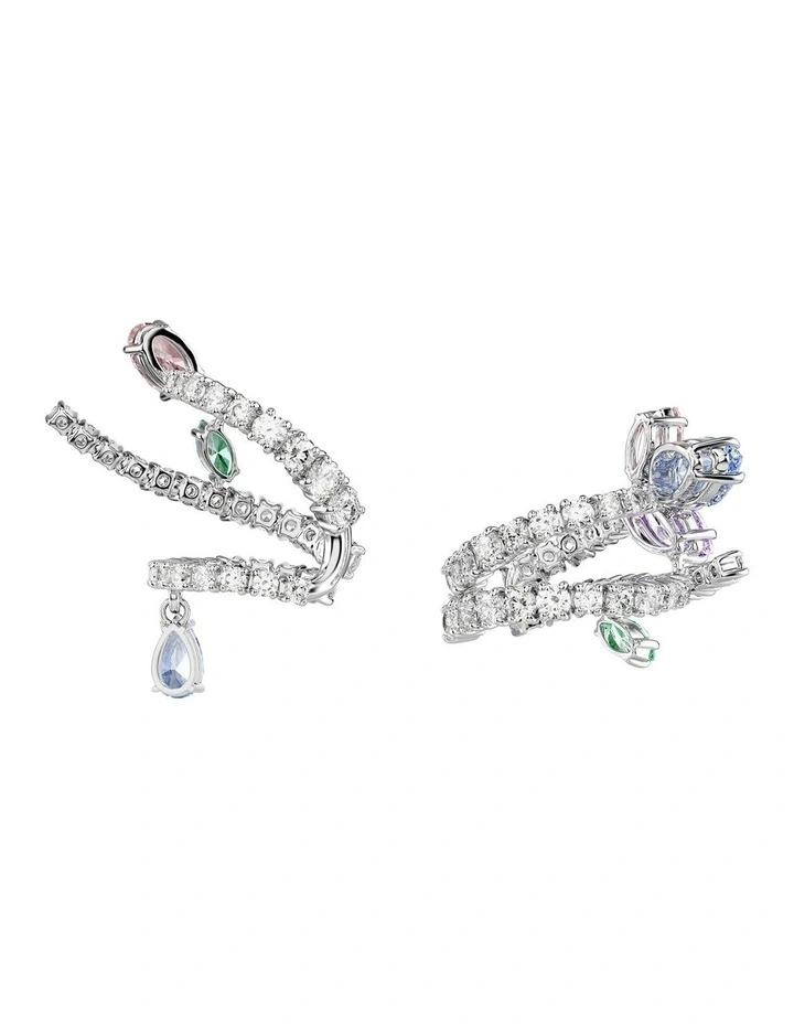 Mixed Cuts Rhodium Plated Ear Cuffs in Multi image 4