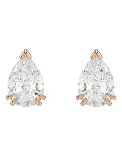 Stilla Pear Cut Rose Gold-Tone Plated Stud Earrings in White