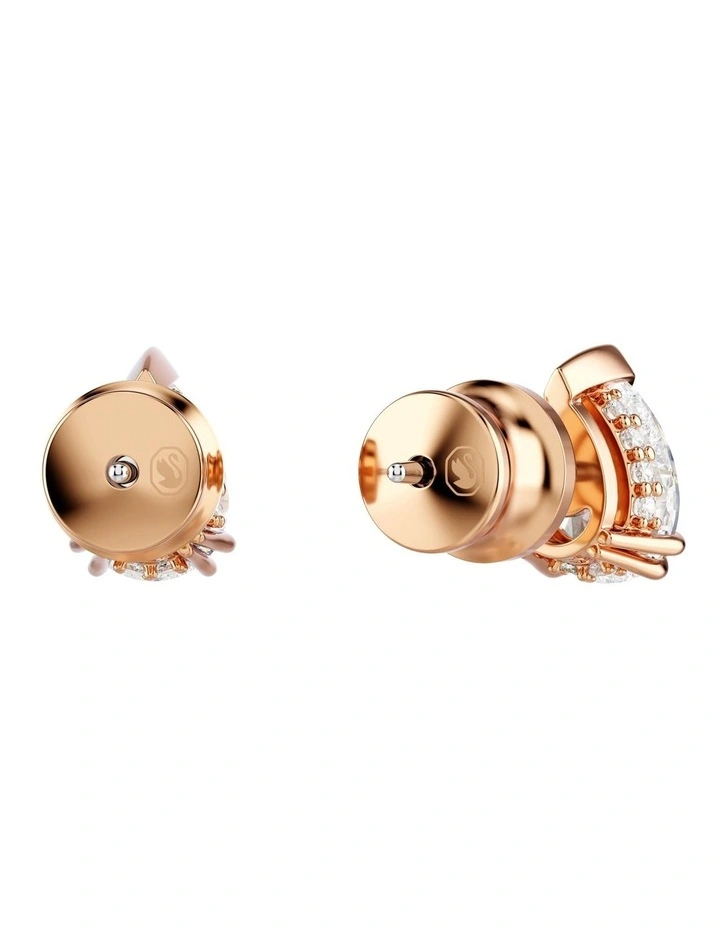 Stilla Pear Cut Rose Gold-Tone Plated Stud Earrings in White image 4