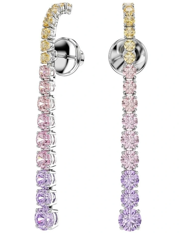 Matrix Gradient Of Round Cuts Rhodium Plated Drop Earrings in Multicolored image 1