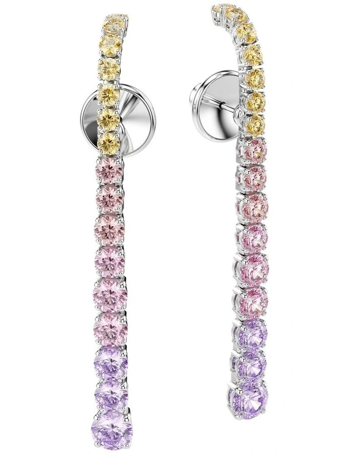 Matrix Gradient Of Round Cuts Rhodium Plated Drop Earrings in Multicolored image 3