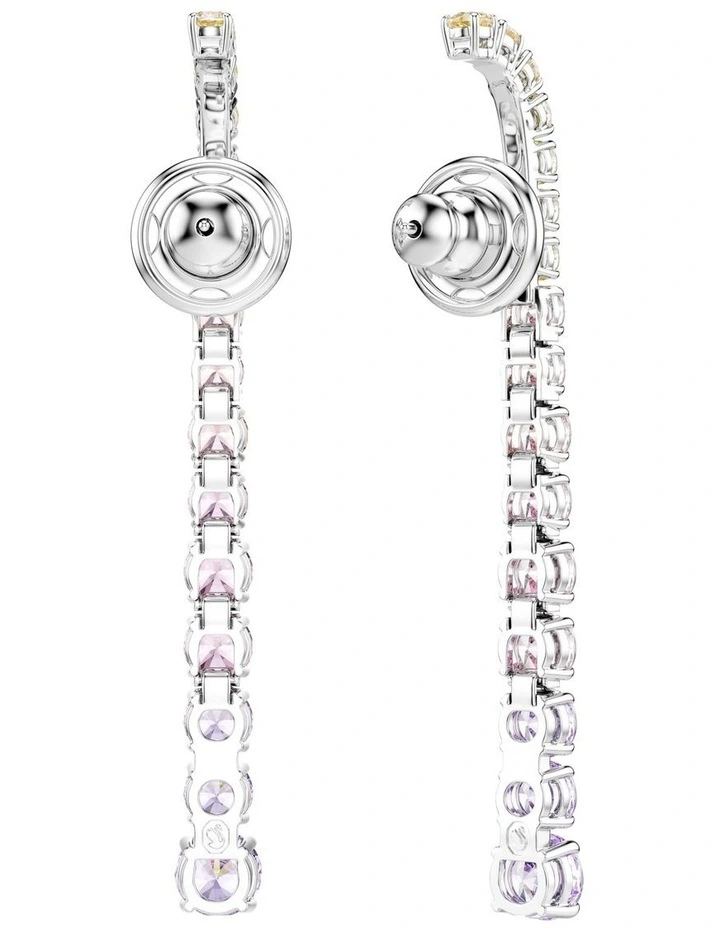 Matrix Gradient Of Round Cuts Rhodium Plated Drop Earrings in Multicolored image 4