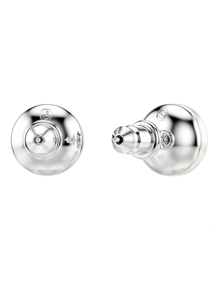 Matrix Crystal Pearl Rhodium Plated Stud Earrings in White image 4