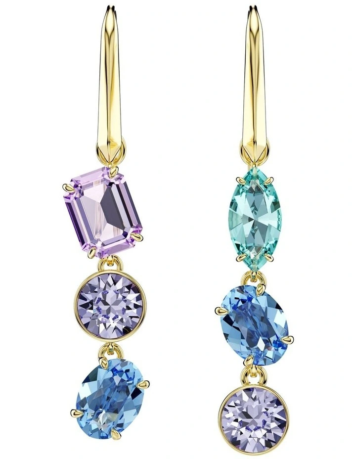 Gema Asymmetrical Design Mixed Cuts Gold-Tone Plated Drop Earrings in Multicolored image 2