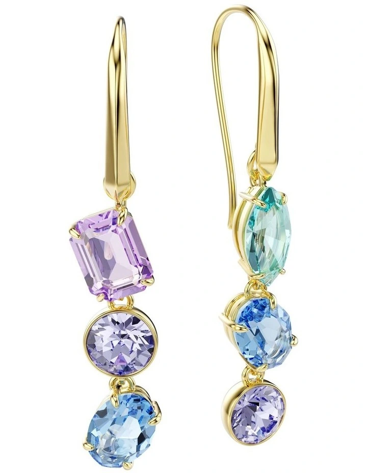 Gema Asymmetrical Design Mixed Cuts Gold-Tone Plated Drop Earrings in Multicolored image 3