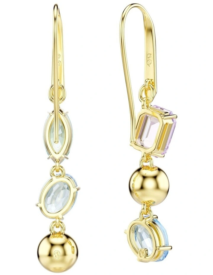 Gema Asymmetrical Design Mixed Cuts Gold-Tone Plated Drop Earrings in Multicolored image 4