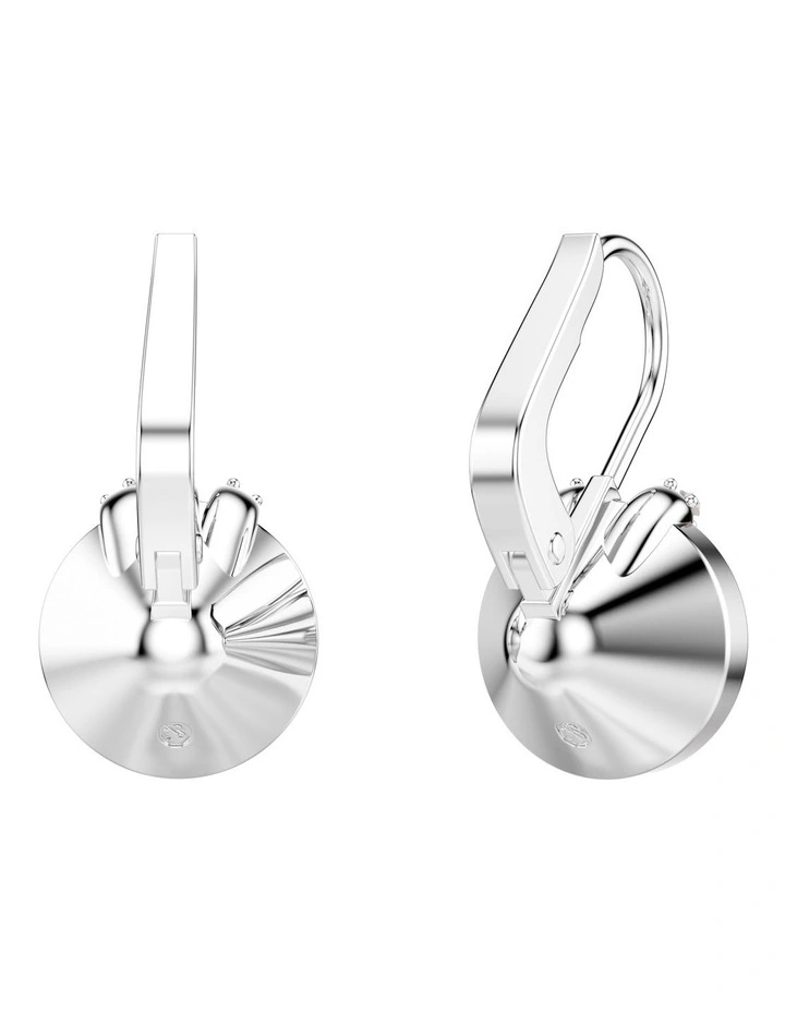 Bella V Round Cut Rhodium Plated Drop Earrings in Pink image 4