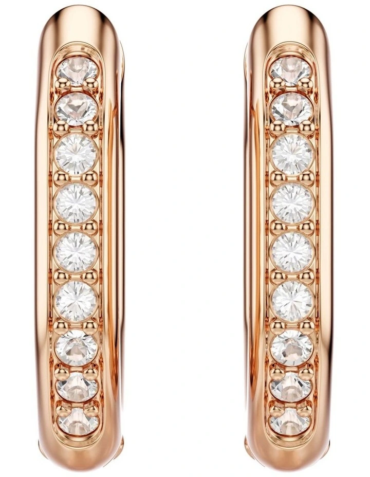 Octagon Shape Round Cut Small Rose Gold-Tone Plated Dextera Hoop Earrings in White image 2