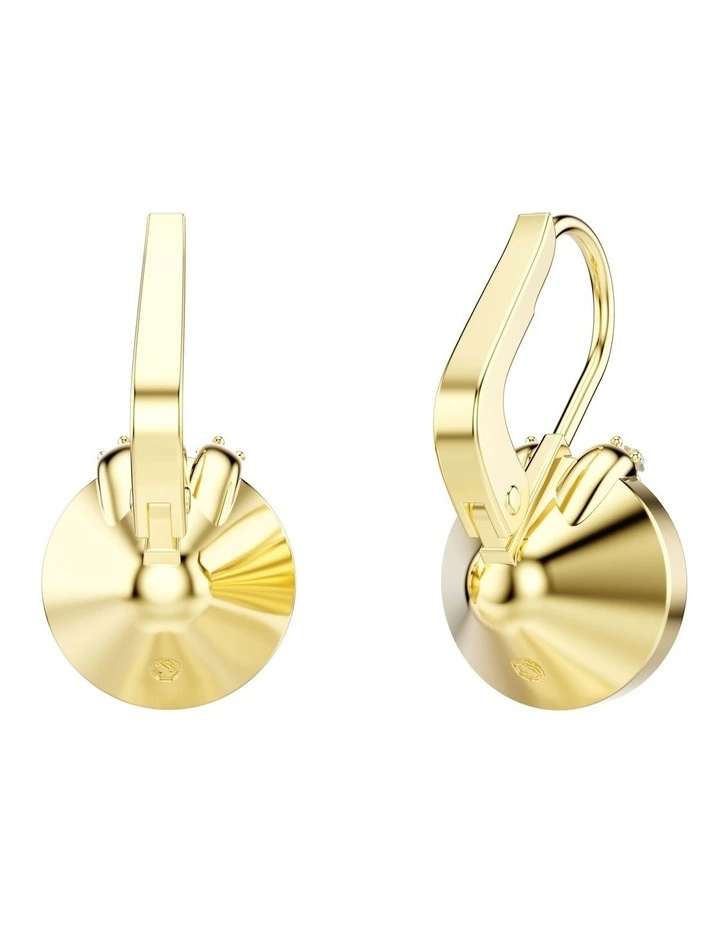 Round Cut Gold-Tone Plated Bella V Drop Earrings in Green image 4