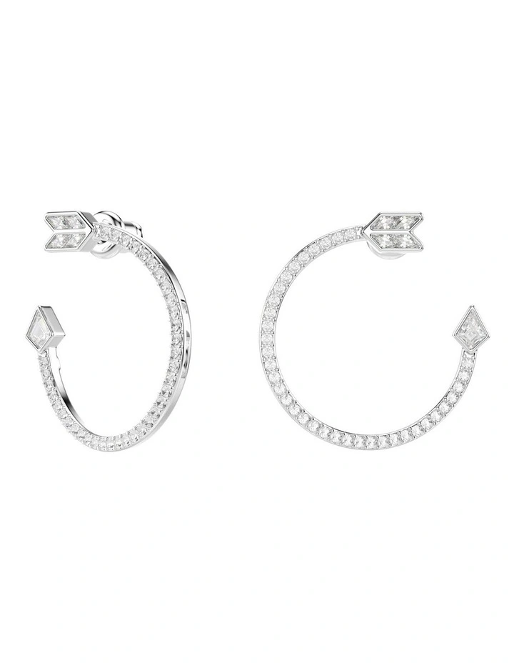 Mixed Cuts Arrow Rhodium Plated Idyllia Hoop Earrings in White image 2