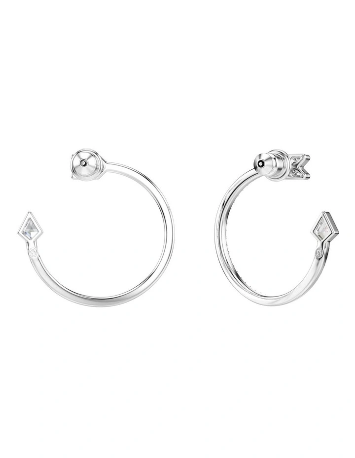 Mixed Cuts Arrow Rhodium Plated Idyllia Hoop Earrings in White image 4