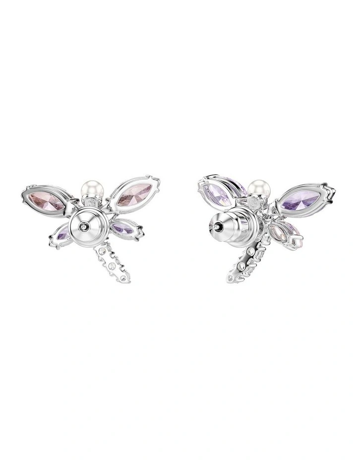 Mixed Cuts Dragonfly Rhodium Plated Stud Earrings in Multi image 4