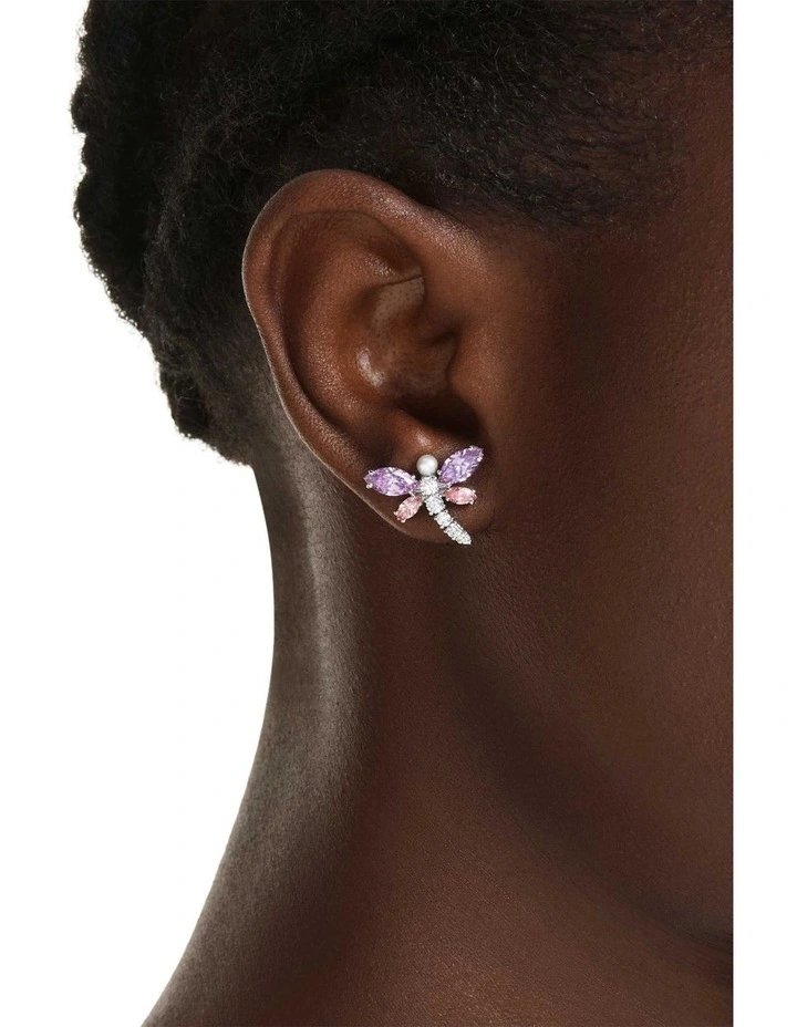 Mixed Cuts Dragonfly Rhodium Plated Stud Earrings in Multi image 5