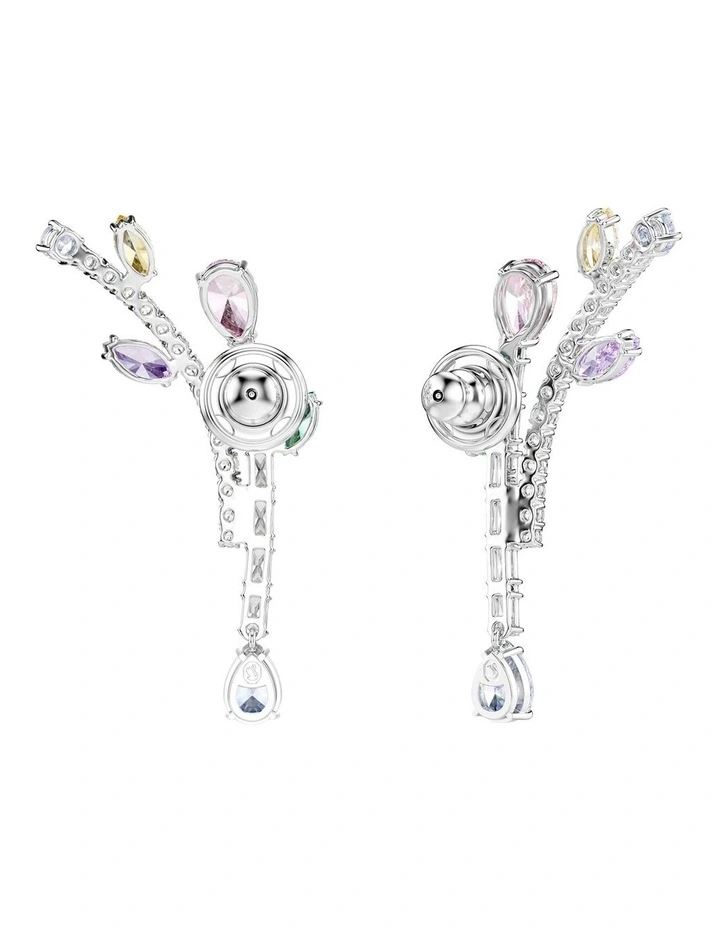 Mixed Cuts Rhodium Plated Drop Earrings in Multi image 4