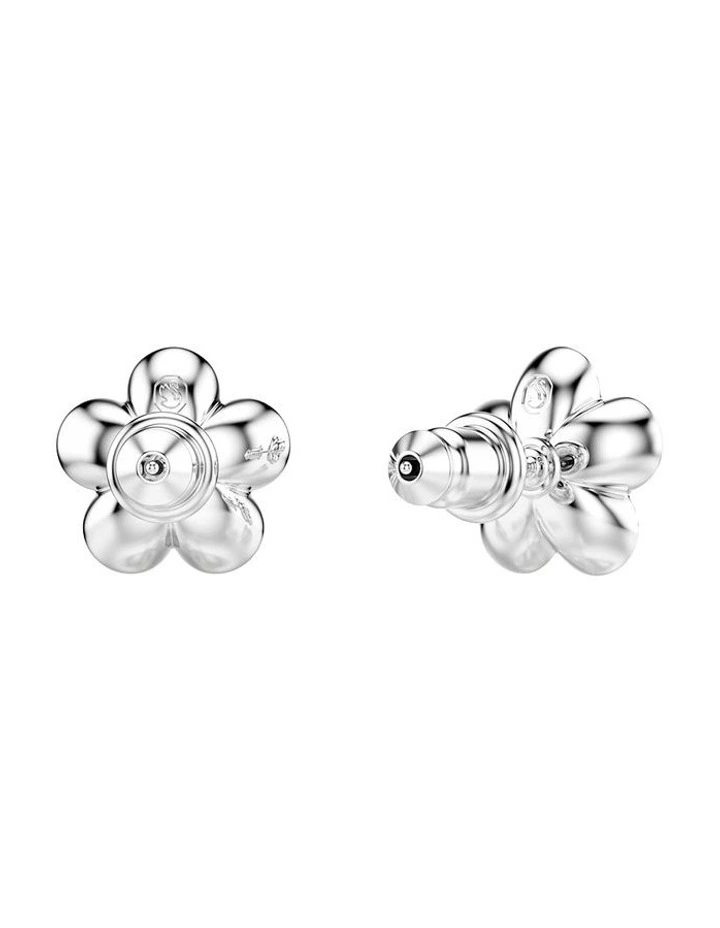 Angelic Rhodium Shiny Crystal Pierced Earrings in White image 4