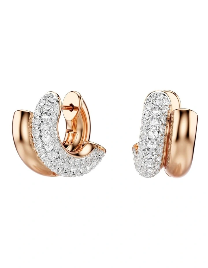 Round Cut Mini Rose Gold-Tone Plated Dextera Hoop Earrings in White image 1