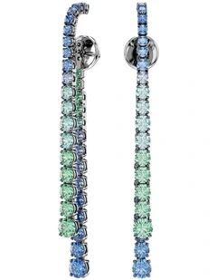 Gradient Of Round Cuts Ruthenium Plated Matrix Drop Earrings in Multicolored