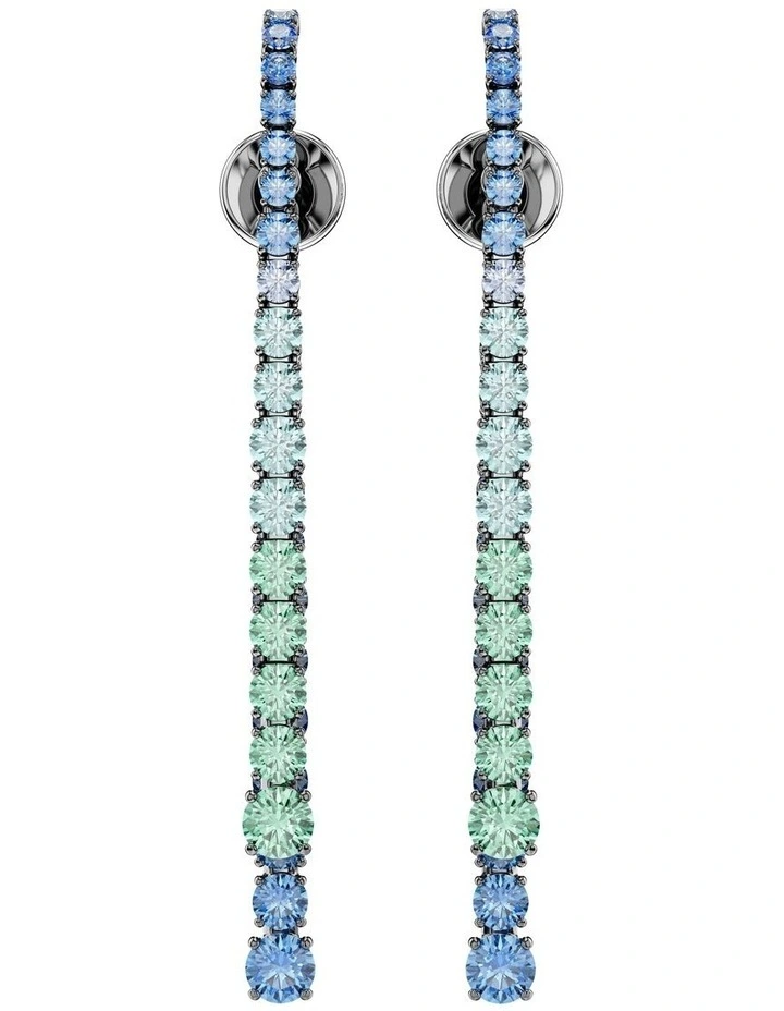 Gradient Of Round Cuts Ruthenium Plated Matrix Drop Earrings in Multicolored image 2