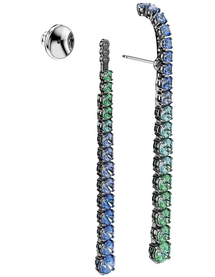 Gradient Of Round Cuts Ruthenium Plated Matrix Drop Earrings in Multicolored image 3