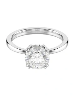 Round Cut Silver-Tone Finish Stilla Cocktail Ring in White