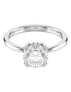 Round Cut Silver-Tone Finish Stilla Cocktail Ring in White