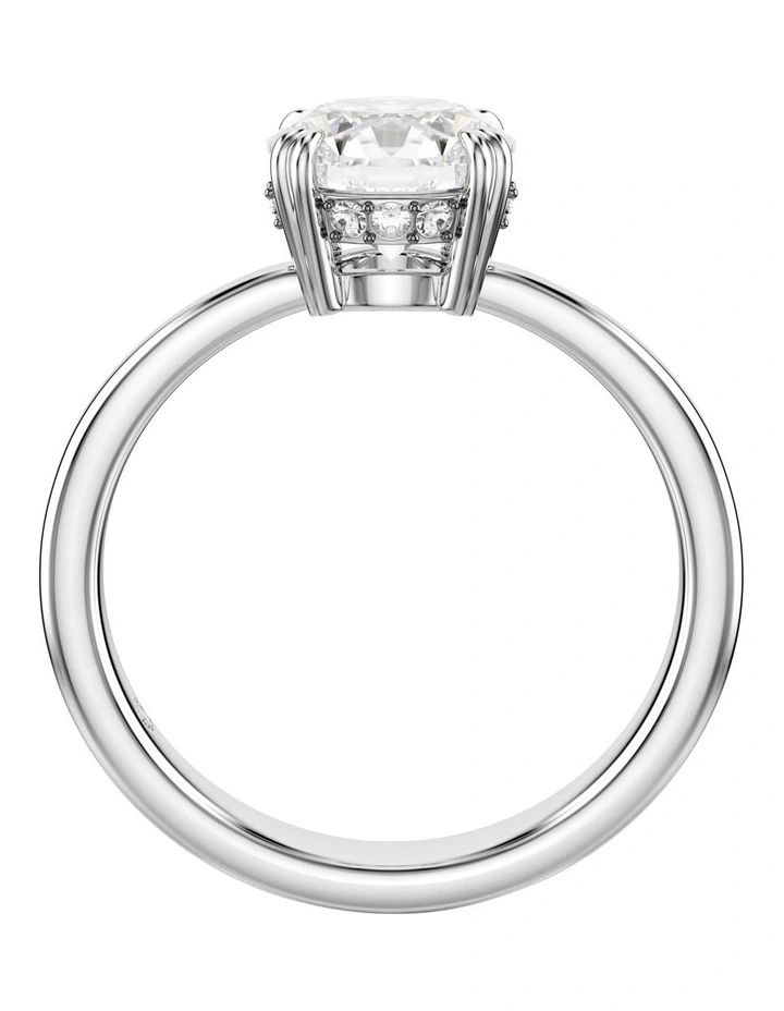 Round Cut Silver-Tone Finish Stilla Cocktail Ring in White image 3