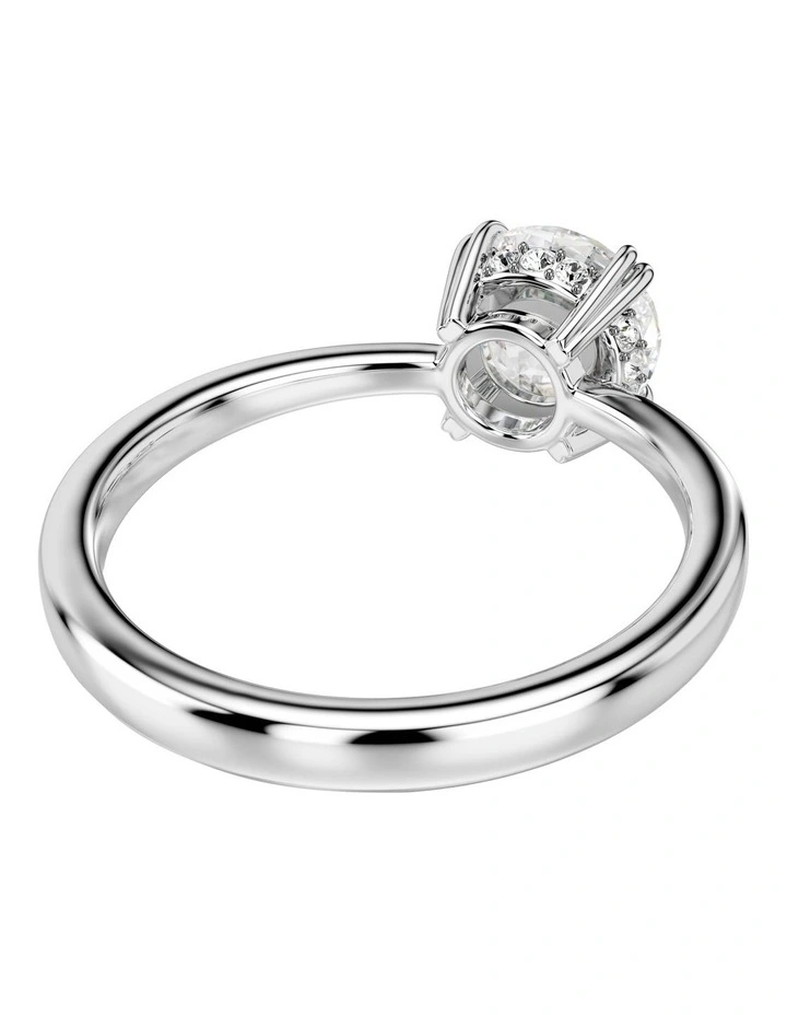 Round Cut Silver-Tone Finish Stilla Cocktail Ring in White image 4