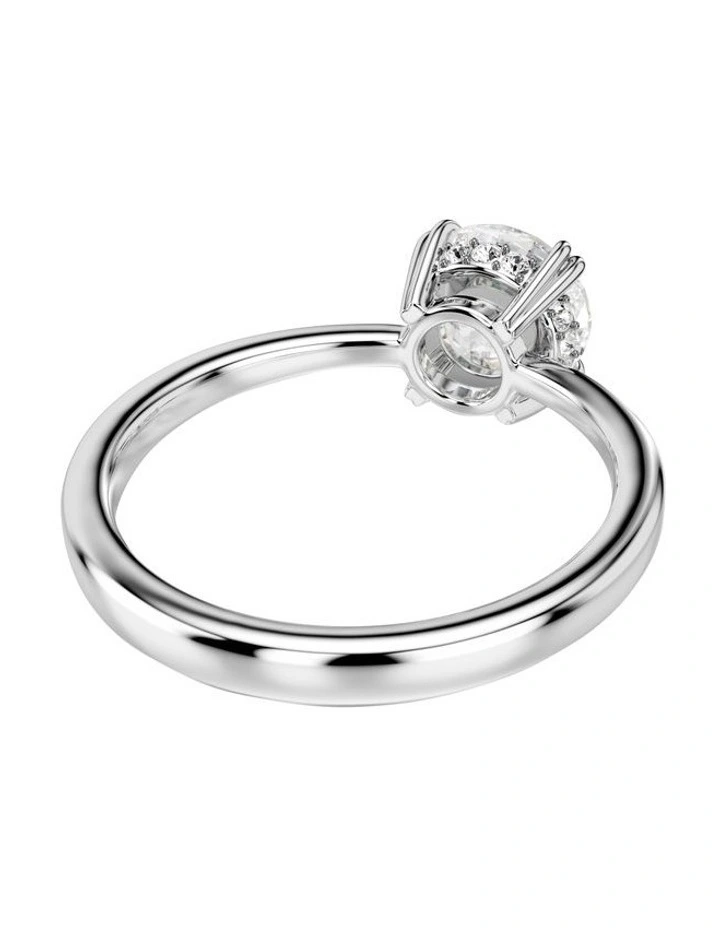 Round Cut Silver-Tone Finish Stilla Cocktail Ring in White image 4