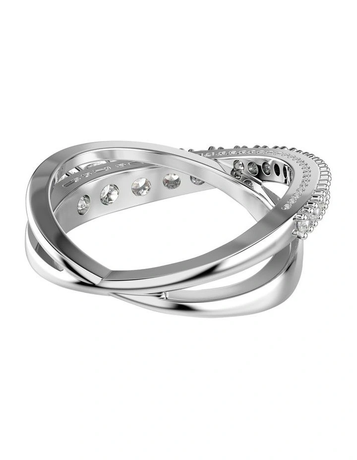 Mixed Cuts Silver-Tone Finish Hyperbola Ring in White image 4