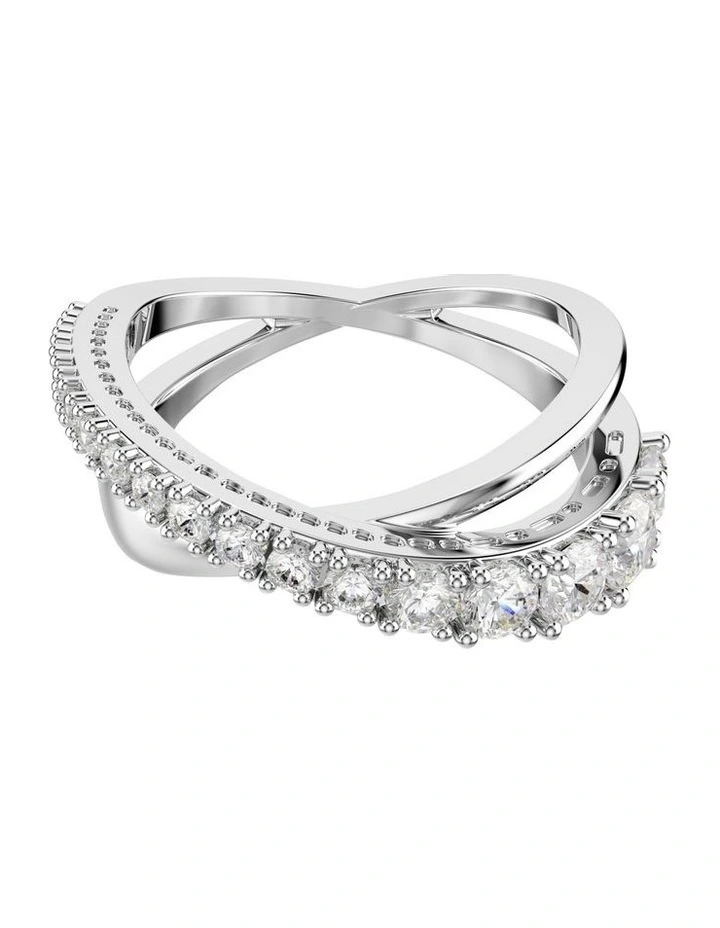 Mixed Cuts Silver-Tone Finish Hyperbola Ring in White image 1