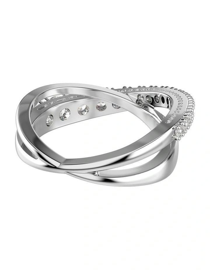 Mixed Cuts Silver-Tone Finish Hyperbola Ring in White image 4