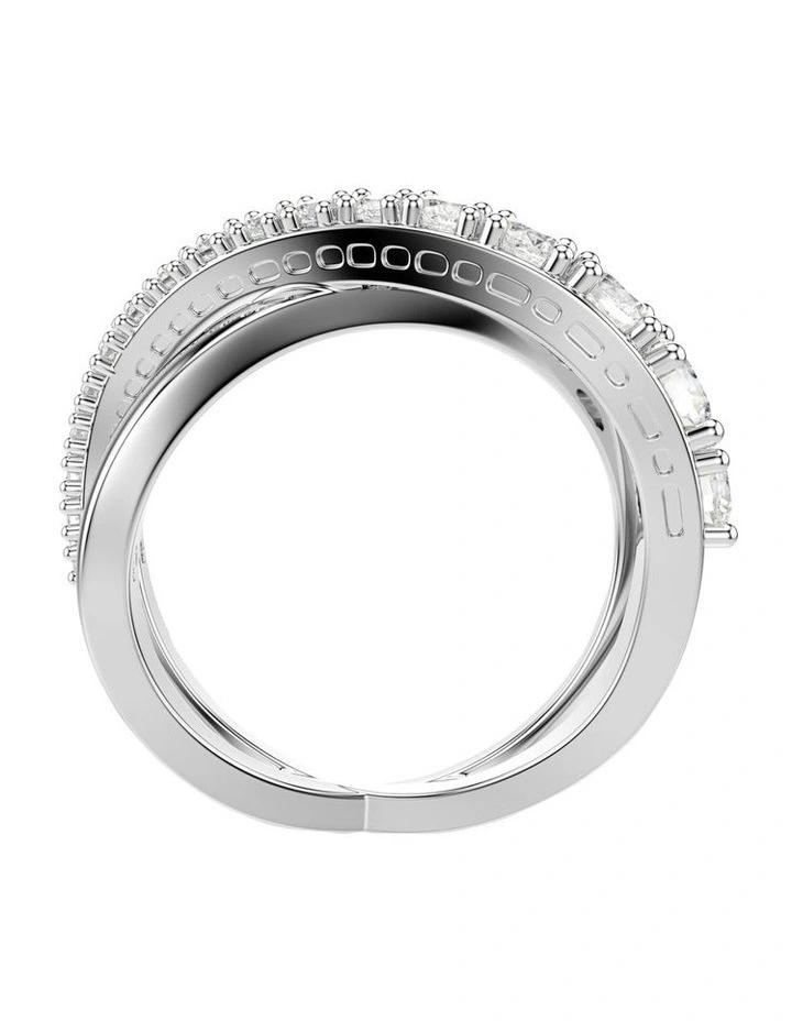 Mixed Cuts Silver-Tone Finish Hyperbola Ring in White image 3