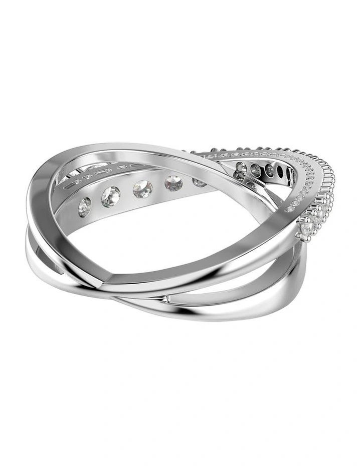 Mixed Cuts Silver-Tone Finish Hyperbola Ring in White image 4