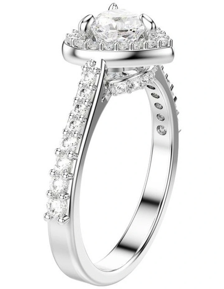 Una Angelic Motif Ring Mixed Cuts Heart Rhodium Plated in White image 2