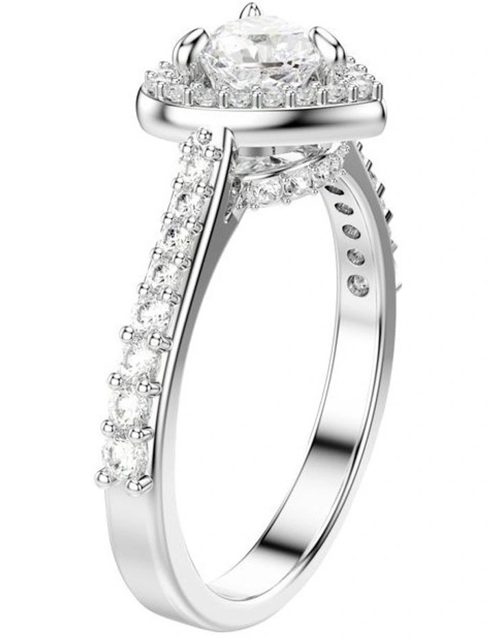 Una Angelic Motif Ring Mixed Cuts Heart Rhodium Plated in White image 2