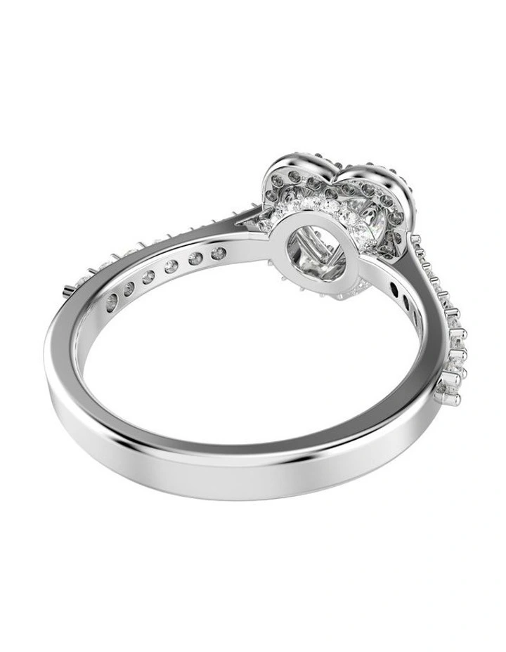 Una Angelic Motif Ring Mixed Cuts Heart Rhodium Plated in White image 4