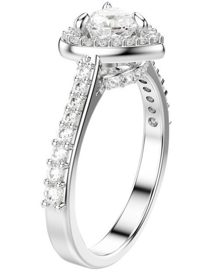 Mixed Cuts Heart Rhodium Plated Una Angelic Motif Ring in White image 2