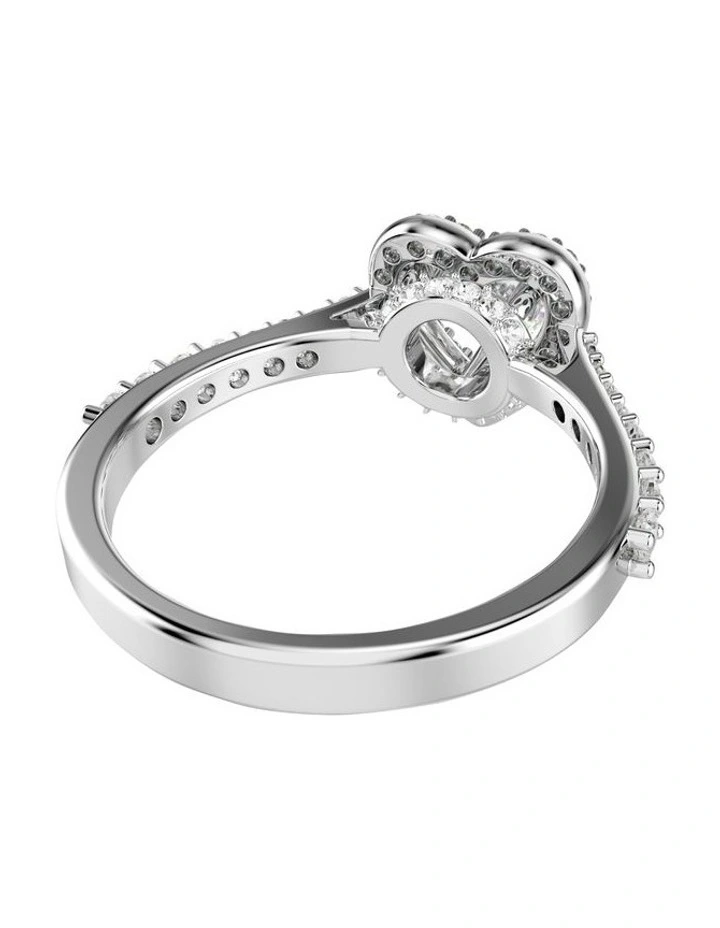 Mixed Cuts Heart Rhodium Plated Una Angelic Motif Ring in White image 4