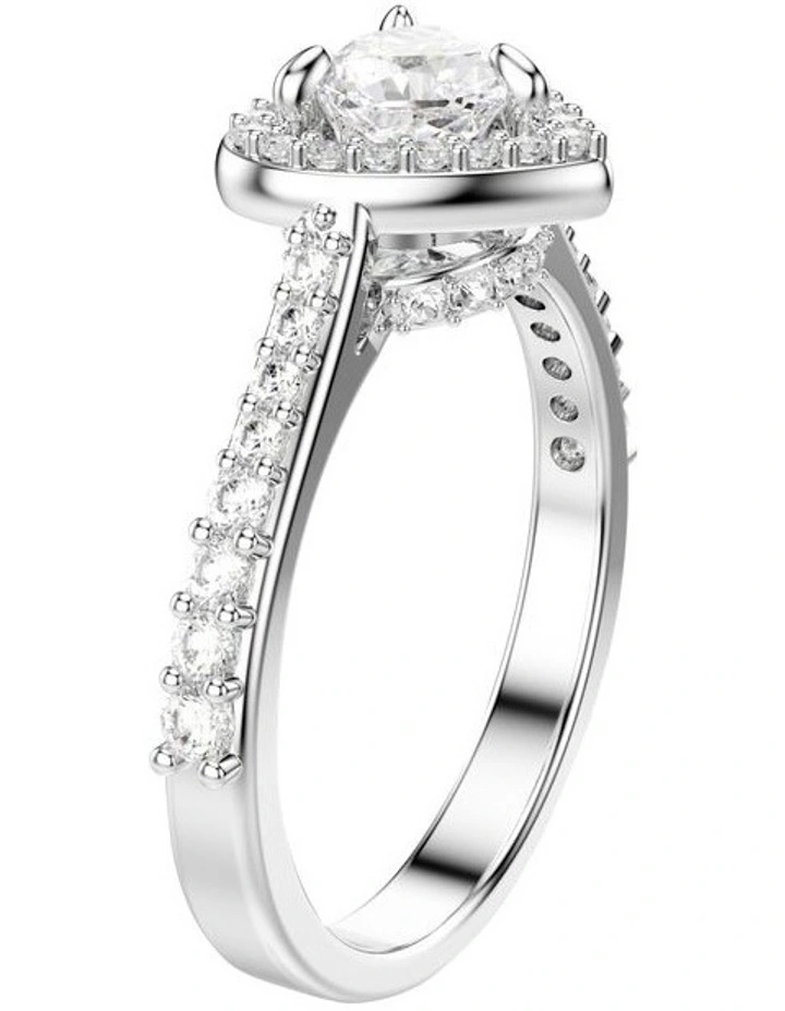 Mixed Cuts Heart Rhodium Plated Una Angelic Motif Ring in White image 2