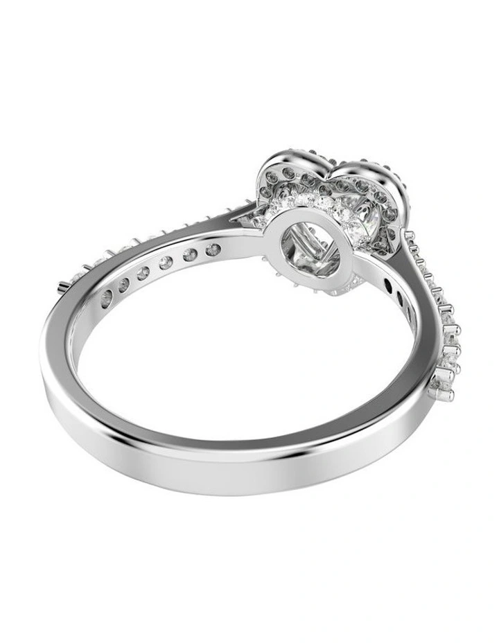 Mixed Cuts Heart Rhodium Plated Una Angelic Motif Ring in White image 4