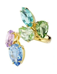 Gold-Tone Plated Gema Motif Ring in Multicolor