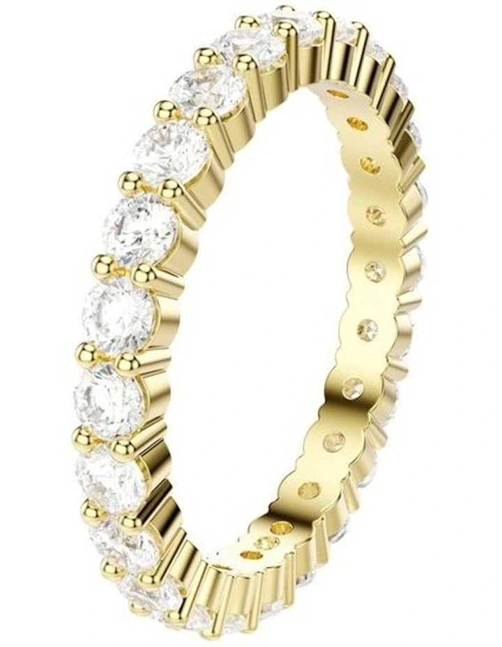 Round Cut Gold-Tone Plated Matrix Vittore Band Ring in White image 2