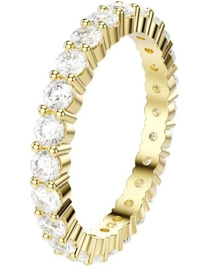 Round Cut Gold-Tone Plated Matrix Vittore Band Ring in White image 2