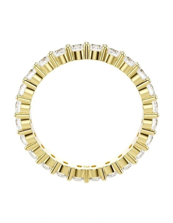 Round Cut Gold-Tone Plated Matrix Vittore Band Ring in White image 3