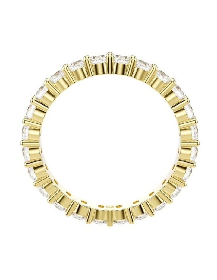 Round Cut Gold-Tone Plated Matrix Vittore Band Ring in White image 3